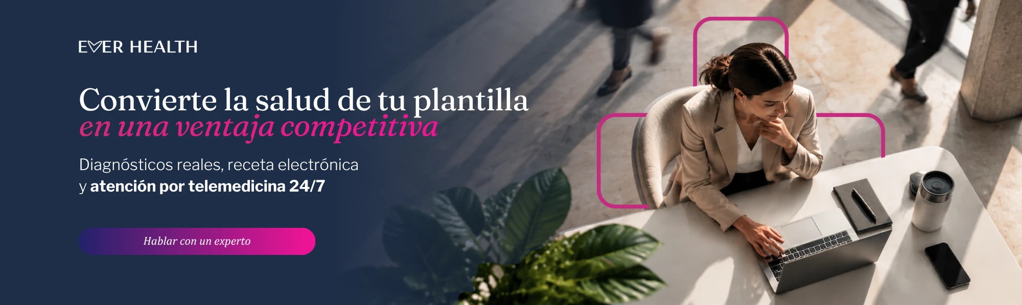 Convierte la salud de tu plantilla en una ventaja competitiva. Diagnósticos reales, receta electrónica y atención por telemedicina 24/7